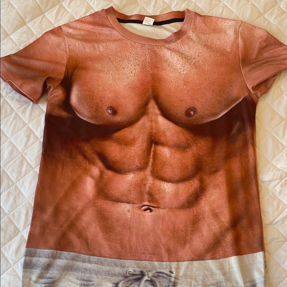 Men's Novelty Muscle Print T-Shirt